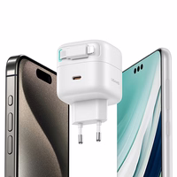 USAMS Tinklo įkroviklis 1xUSB-C su suvyniojamuoju Lightning laidu PD+QC 35W Gan Fast Charging juodas XMF Series CC209TC01 (US-CC209)