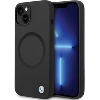 BMW BMHMP14SSILBK2 dėklas iPhone 14 - juodas Signature Liquid Silicone MagSafe