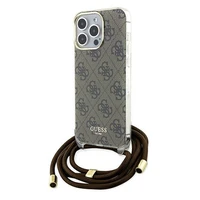 Guess Crossbody Cord 4G Print dėklas telefonui iPhone 15 Pro Max - rudas