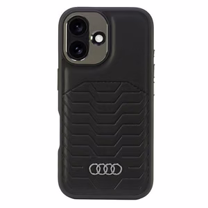 Audi Sintetinės odos Magnetinis iPhone 16 6.1" juodas/juodas kietas dėklas AU-TPUPCMIP16-GT/D3-BK