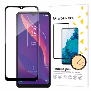 Wozinsky itin tvirtas pilno klijavimo grūdintas stiklas pilnas ekranas su rėmeliu dėklui draugiškas TCL 306 juodas