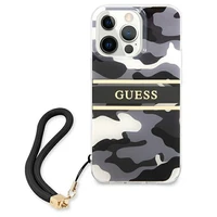 Guess GUHCP13XKCABBK iPhone 13 Pro Max 6.7" juodas/juodas kietas dėklas Camo Dirželis Kolekcija