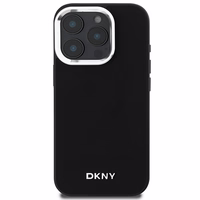 DKNY Paprastas sidabrinis logotipas magnetinis iPhone 16 Pro Max dėklas - juodas