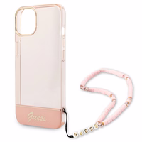 Guess GUHCP14MHGCOHP iPhone 14 Plus 6.7 "rožinis/rožinis kietas dėklas Translucent Pearl Strap