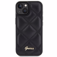 Guess Quilted Metal Logo dėklas telefonui iPhone 15 - juodas