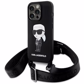 Karl Lagerfeld KLHCP15XSCBSKNK iPhone 15 Pro Max 6.7" kietas dėklas juodas/juodas Crossbody Silikoninis Ikonik