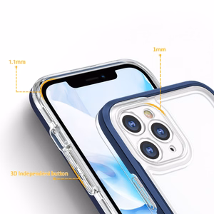Прозрачный чехол 3in1 для iPhone 11 Pro Max гелевый с рамкой синий