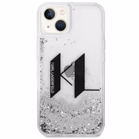 Karl Lagerfeld Liquid Glitter Big KL dėklas telefonui iPhone 14 - sidabrinis