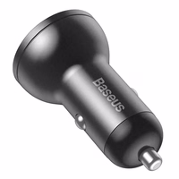 Baseus automobilinis įkroviklis su ekranu, 2x USB, 4,8 A, 24 W (pilkas)