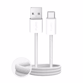 Puro Fabrik 2.0 10W pintas kabelis USB-A - USB-C 1.5m - baltas