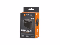 "NATEC RIBERA GAN CHARGER" 1x USB-A + 1x USB-C 45W BLACK