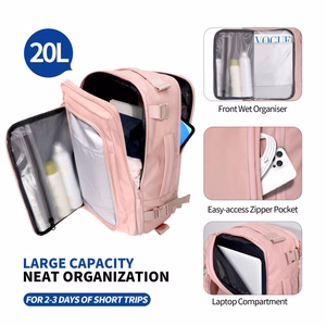 Tech-Protect Defender S50 kuprinė Ryanair ir Wizzar, 20L nešiojamam kompiuteriui - rožinė
