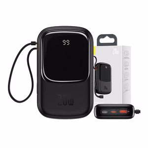Maitinimo baterija "Baseus Qpow PRO" su "Lightning" laidu, USB-C prievadu ir USB 20000 mAh, 20 W (juoda)