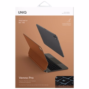 Uniq Venno Pro magnetinis išmanusis dėklas su klaviatūra iPad 11" 2025 / iPad Air 11" 2024 / 2025 / iPad Pro 11" 2018 / 2020 / 2021 / 2022 / 2024 - rudas