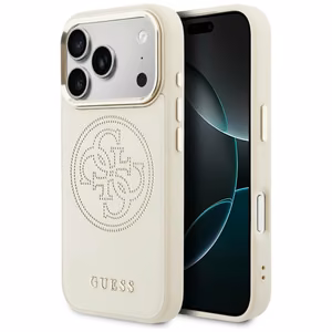 Guess Perforated 4G MagSafe Dėklas for iPhone 17 Pro - smėlinis