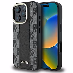 DKNY Languotas raštas magnetinis iPhone 16 Pro Max dėklas - juodas