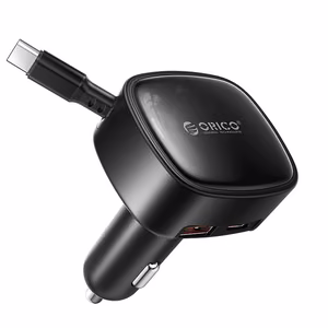 Orico FC-66-1A2C 66W Car Charger with Built-in Retractable USB-C Cable - Black