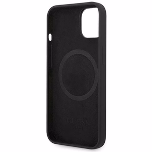 Guess GUHMP14MSBPLK iPhone 14 Plus 6.7" juodas/juodas kietas dėklas Silikoninė logotipo plokštelė Magnetinis