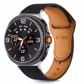 TECH-PROTECT LEATHERFIT SAMSUNG GALAXY WATCH 8 / CLASSIC (40 / 44 / 46 MM) JUODAS