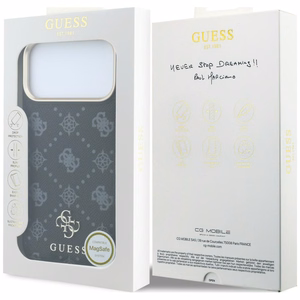 Guess Peony 4G Small Logo MagSafe dėklas, skirtas iPhone 17 Pro Max / 18 Pro Max, juodas