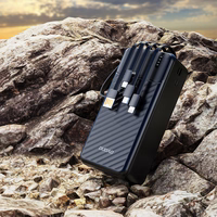 Dudao K11 Max 30000mAh išorinė baterija su įmontuotais kabeliais - juoda