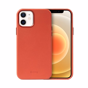 Crong Essential Cover dėklas, skirtas iPhone 12 / iPhone 12 Pro, dirbtinės odos, raudonas