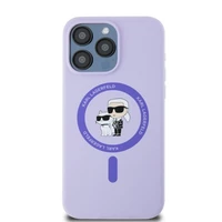 Karl Lagerfeld silikoninis Karl&Choupette galvų žiedas Magnetinis dėklas iPhone 15 Pro Max - Violetinis