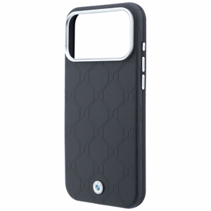 BMW Sign Deboss Quilted Metal Logo dėklas, skirtas iPhone 18 Pro / 17 Pro, suderinamas su MagSafe – tamsiai pilkas