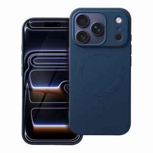 Silikoninis Magnetinis dėklas telefonui (su didele anga), suderinamas su MagSafe, skirtas iPhone 17 Pro, mėlynas