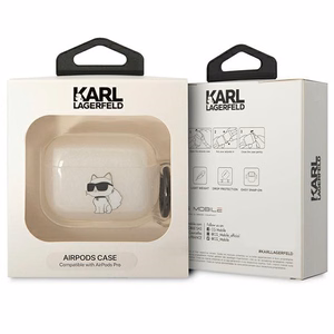 Karl Lagerfeld KLAPHNCHTCT Airpods Pro dėklas permatomas Ikonik Choupette