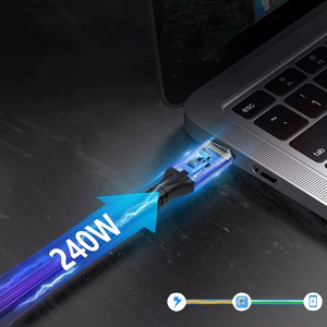 Wozinsky WPS2-UY41S USB-C Thunderbolt 4 240W kampuotas kabelis 2m - juodas