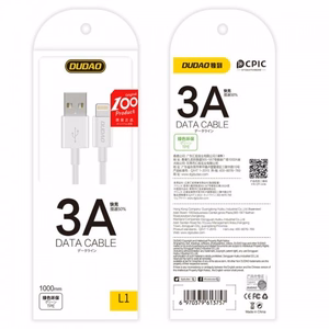 USB Laidas Dudao L1T baltas Type-C 100cm (iki 3A)