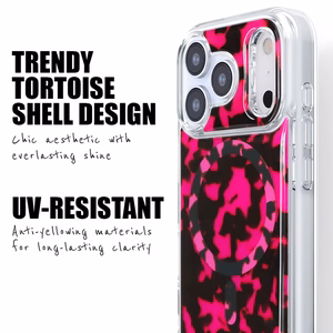 Crong Deluxe MAG Cover MagSafe dėklas, skirtas iPhone 17, rožinio vėžlio kiauto rašto