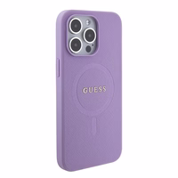 Guess Saffiano magnetinis dėklas telefonui iPhone 15 Pro - violetinis