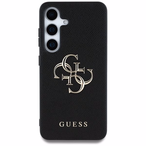 Guess Grained Big 4G Logo Small Classic Logo dėklas telefonui Samsung Galaxy S25 Plus juodas