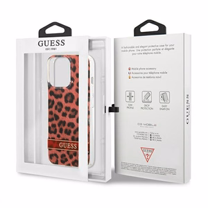 Guess GUHCP13LHSLEOR iPhone 13 Pro / 13 6.1" raudonas/raudonas kietas dėklas Leopardas