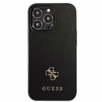 Guess Saffiano 4G Small Metal Logo dėklas telefonui iPhone 13 Pro / 13 6.1" - juoda