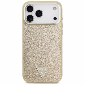 Guess Glitter Triangle Logo MagSafe чехол iPhone 17 Pro Max золотой