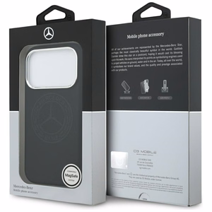 Mercedes silikoninis Vintage Logo MagSafe dėklas iPhone 17 Pro – juodas