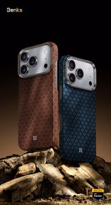 "Benks" magnetinis šarvas Air Armor Grid Kevlar korpusas su metaliniu rėmeliu 600D (0069), skirtas Iphone 17 Pro orange