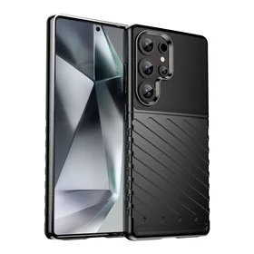 Thunder dėklas telefonui Samsung Galaxy S25 Ultra silikoninis šarvuotas dėklas - juodas