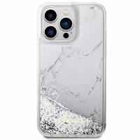 Guess GUHCP14XLCSGSGH iPhone 14 Pro Max 6.7" baltas/baltas kietas dėklas Liquid Glitter Marble