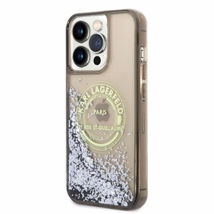 Karl Lagerfeld Liquid Glitter RSG dėklas telefonui iPhone 14 Pro Max - juodas