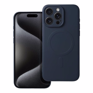 Dėklas Silicone Mag Cover (MagSafe) skirtas iPhone 15 Pro Max mėlynas