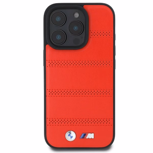 BMW M Perforuotas ir Siūlėtas Linija Magnetinis dėklas telefonui iPhone 16 Pro - raudonas