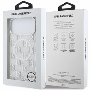 Karl Lagerfeld IML KL Monograma Magnetinis dėklas telefonui iPhone 17 Pro Max - baltas