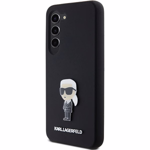 Karl Lagerfeld silikoninis Ikonik metalinis smeigtukas dėklas telefonui Samsung Galaxy S23 - juodas