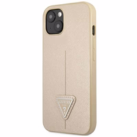Guess GUHCP14MPSATLE iPhone 14 Plus 6.7" smėlinė/smėlinė kietas dėklas SaffianoTriangle Logo
