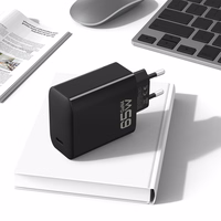 Blavec sieninis įkroviklis BC-8 GaN4 - Type C - PD QC 65W 3A su Type C į Type C laidu (TCBC8G4-CB653A+CC) juodas