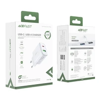 Acefast sieninis įkroviklis USB Type C / USB 20W, PPS, PD, QC 3.0, AFC, FCP baltas (A25 baltas)
